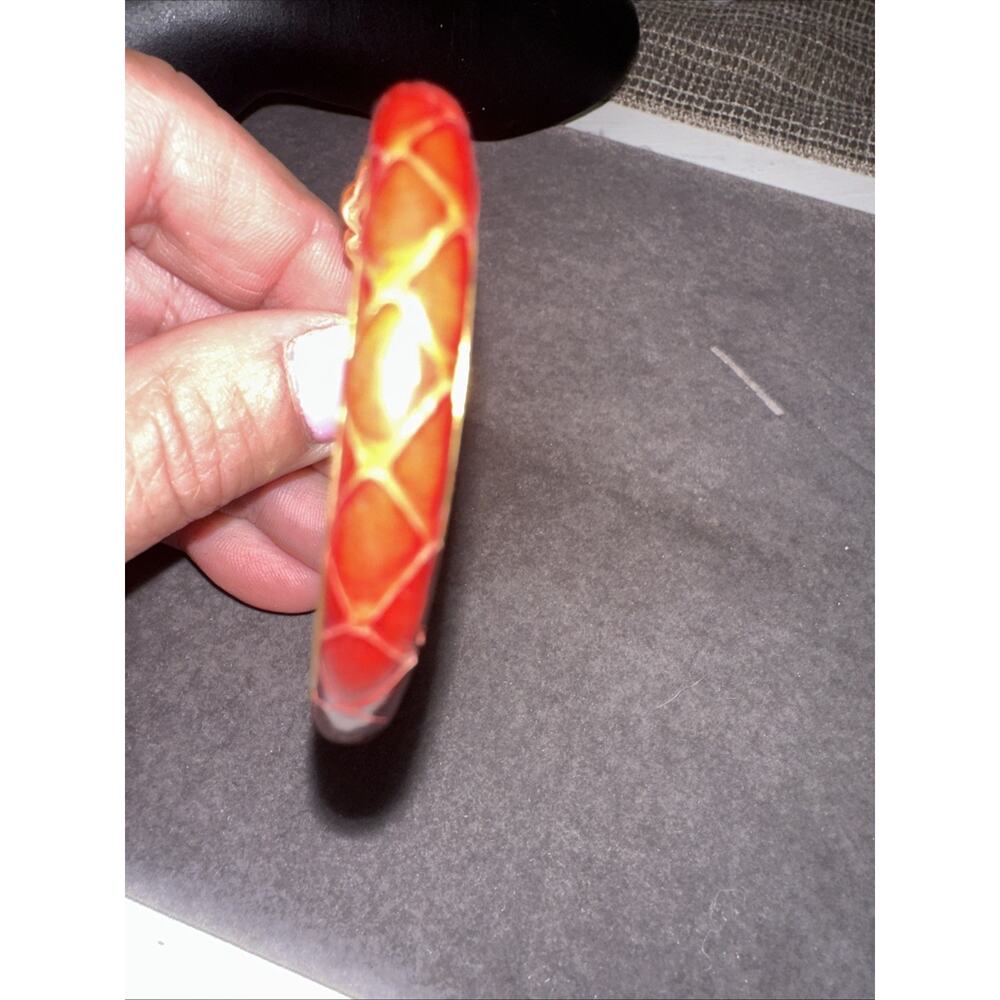 Vintage Gucci 24 karat gold plated bangle Snake bracelet RED - Picture 5 of 16